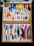 WOODEN FLY BOX PLUS 80 FLYS 