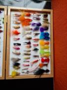 WOODEN FLY BOX PLUS 80 FLYS 